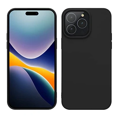 Abbildung von kwmobile Hülle für das iPhone 14 Pro Max weiche und schlanke TPU Silikon Handyhülle stoßabsorbierendes Flexibles Case kabelloses Laden Schwarz matt