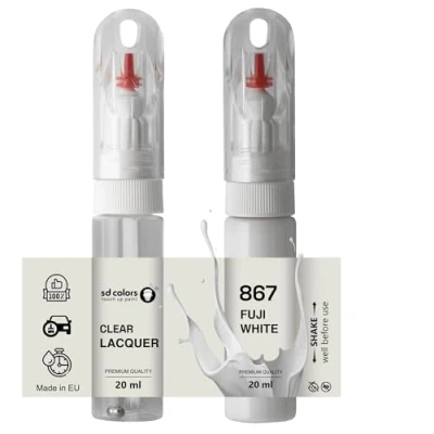 Abbildung von SD COLORS Fuji White 867 Lackstift, 20 ML, praktischer Pinsel für die Reparatur von Kratzern (Farbe + Lack)