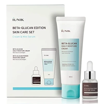 Abbildung von IUNIK Beta Glucan Edition Skincare Set, Kosmetik Set (Tagsliche Feuchtigkeitscreme 60ml + Feuchtigkeitsspendendendes Gesichtserum 15ml)