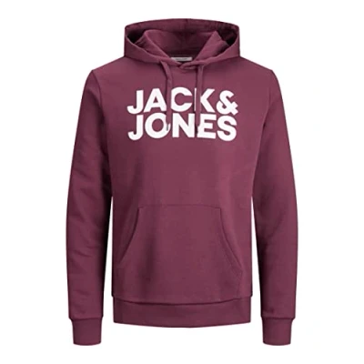 Abbildung von JACK &amp; JONES Herren JJECORP Logo Sweat Hood, Port Royale/Large Print/W WHI, XS