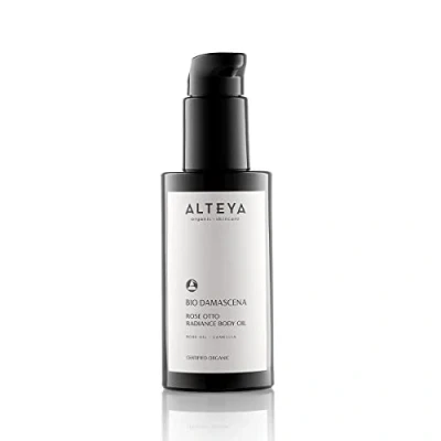Abbildung von Alteya Bio Körperöl Damascena 100 ml für strahlender Körper mit Rosenöl, Ylang Ylang, Sandelholz Beruhigt und Spendet Feuchtigkeit NaTrue zertifiziert