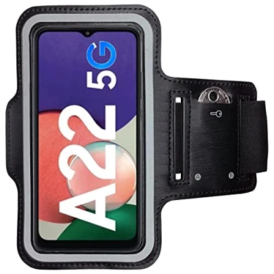 Abbildung von CoverKingz Sportarmband für Samsung Galaxy A22 5G Armtasche mit Schlüsselfach Oberarm Halterung Sport Laufarmband Handy Armband Schwarz