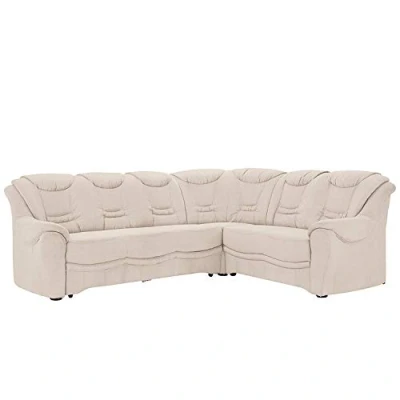 Abbildung von Cavadore Ecksofa Bansa mit Federkern / Polstercouch im klassischen Design 265 x 94 215 Mikrofaser Creme