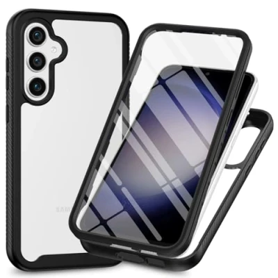 Abbildung von XINNI Hülle für Samsung Galaxy S24 5G, 360 Grad Stoßfeste Schutzhülle mit Integriertem Bildschirmschutz, Robuster Bumper Outdoor Full Body Case, Schwarz