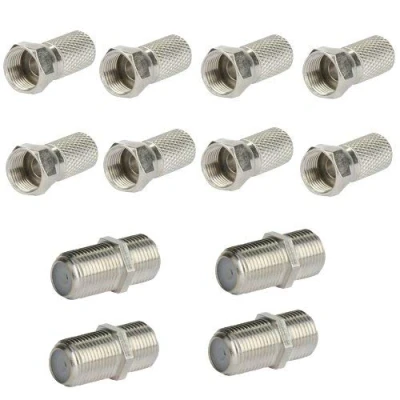 Abbildung von 8X F Stecker 7mm + 4X Verbinder Sat Kupplung Buchse/Buchse