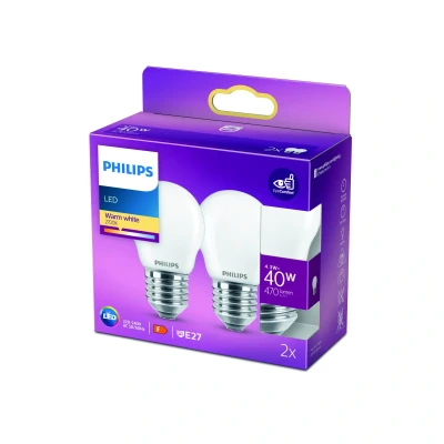 Abbildung von Philips LED Classic E27 Lampe, 40 W, Tropfenform, klar, warmweiß