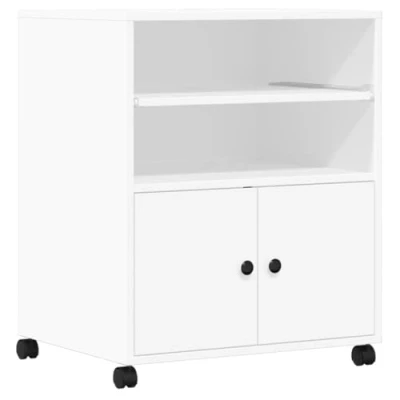 Abbildung von vidaXL Druckerständer, Druckerhalter mit Rollen, Druckertisch Druckerwagen für Büro Zuhause, Rollwagen Büroschrank Beistelltisch, Weiß