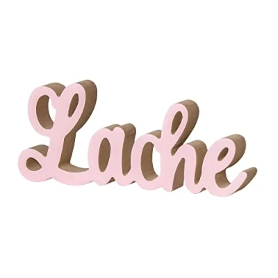Abbildung von Levandeo® Deko Schriftzug, Schriftzug Lache L24cm Pastell Rosa Holz Tischdeko Aufsteller