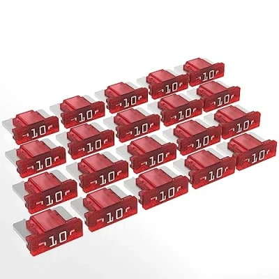 Abbildung von AUPROTEC Mini LP Kfz Sicherungen Flachstecksicherungen 2A 30A Auswahl: 10A Ampere rot, 20 Stück