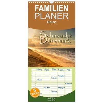 Abbildung von Familienplaner 2025 Sehnsucht Dänemark Danmark mit 5 Spalten (Wandkalender, 21 cm x 45 cm), CALVENDO