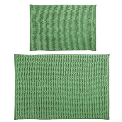 Abbildung von MSV Badteppich 2er Set Badvorleger Duschvorleger Chenille Hochflor Badematte 40x60 cm + 60 x 90 Basil