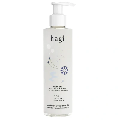 Abbildung von Hagi Natural Gesichtsreinigungsgel, beruhigt und spendet Feuchtigkeit, mit Hyaluronsäure, Panthenol, schützenden Algen Kornblumenextrakt, 200 ml