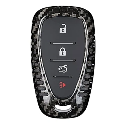 Abbildung von M.JVisun Echte Kohlefaser Abdeckung Fall Schlüsselgehäuse Für Chevrolet Blazer Bolt Camaro Cruze Equinox Malibu Sonic Spark Tracker LT Trailblazer Traverse Trax Volt Auto Schlüssel Schwarz