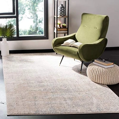 Abbildung von SAFAVIEH Zeitgenössische Teppich für Wohnzimmer, Esszimmer, Schlafzimmer Adirondack Collection, Kurzer Flor, Beige und Schiefer, 91 X 152 cm