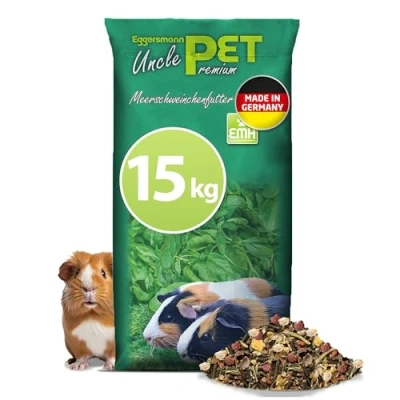 Abbildung von Eggersmann Uncle Pet 15 kg Meerschweinchen Futter Premium Meerschweinchenfutter Müsli für mit der natürlichen Kraft aus Kräutern, Gemüse und Obst (15 Sack)