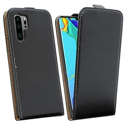 Abbildung von cofi1453® Flip Case kompatibel mit HUAWEI P30 PRO Handy Tasche vertikal aufklappbar Schutzhülle Klapp Hülle Schwarz