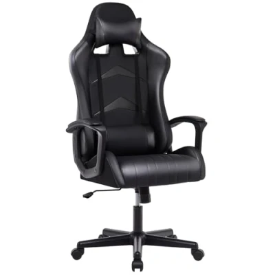 Abbildung von IntimaTe WM Heart Gaming Stuhl, Ergonomischer Gamer Schreibtischstuhl mit Verstellbarem Kopfkissen und Lendenkissen, Computerstuhl Hoher Rückenlehne, 52 x 49 130cm (Schwarz)