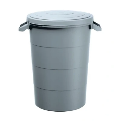 Abbildung von Spetebo Regentonne 80 Liter mit Deckel grau, 80.00 l, (Packung, 1 tlg., Tragegriffen), Universal Kunststoff Garten Tonne