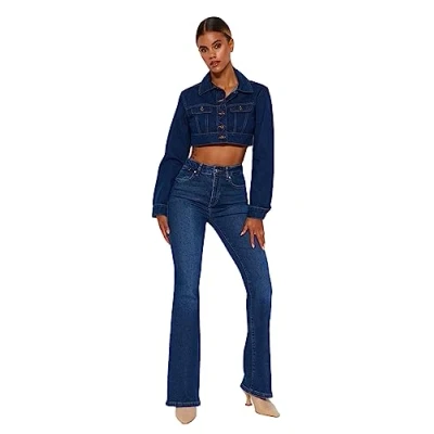 Abbildung von Trendyol Women&#039;s Damen Gerade Fackel Hohe Taille Jeans, Dark Blue, 32