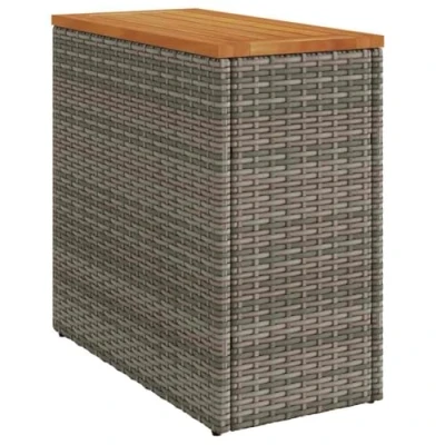 Abbildung von vidaXL Gartentisch Garten Beistelltisch mit Holzplatte Grau 58x27,5x55 cm Rattan (1 St)