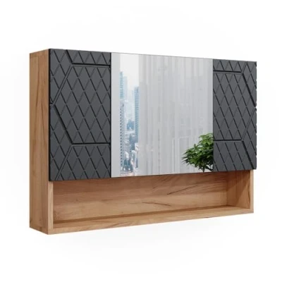 Abbildung von Vicco Badezimmerspiegelschrank Irma, Goldkraft Eiche/Anthrazit, 80.1 x 55 cm