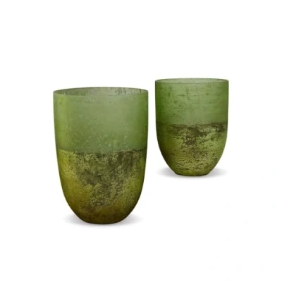 Abbildung von Loberon Windlicht 2er Set Bessens Märchenhafter Farbton, Glas mit Edelschimmer, Verschiedene Größen, grün