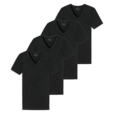 Abbildung von Schiesser 95/5 T Shirt mit V Ausschnitt 173982 4er Spar Pack (6 Schwarz)