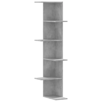 Abbildung von vidaXL Regal Wand Eckregal Betongrau 36,5x36,5x140 cm Holzwerkstoff, 1 tlg.