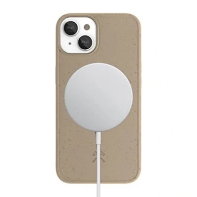 Abbildung von Woodcessories Magnetische Handyhülle für iPhone 14 Plus kompatibel mit MagSafe, Hülle Magnet, beige Plastikfrei, nachhaltig