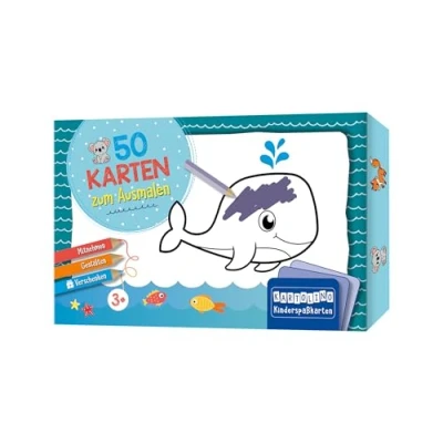 Abbildung von 50 Karten zum Ausmalen Tiere: Mitnehmen, gestalten, verschenken (KARTOLINO Kinderspaßkarten)