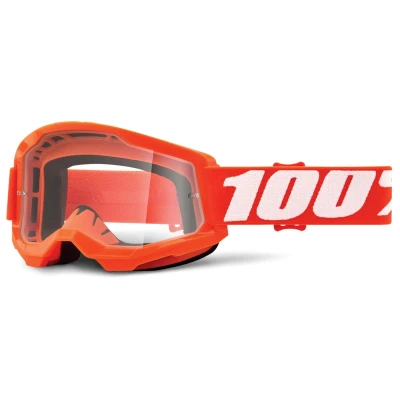 Abbildung von 100% Unbekannt Strata 2 Motocross und Mountainbike Schutzbrille MX MTB Racing (orange klare Gläser), 50027 00005, Einheitsgröße
