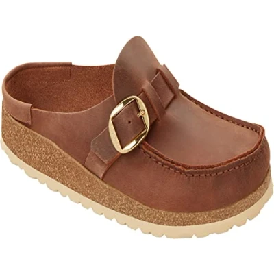 Abbildung von Birkenstock Buckley Pantolette flach, Damen, Größe: 37, Cognac Schuhe
