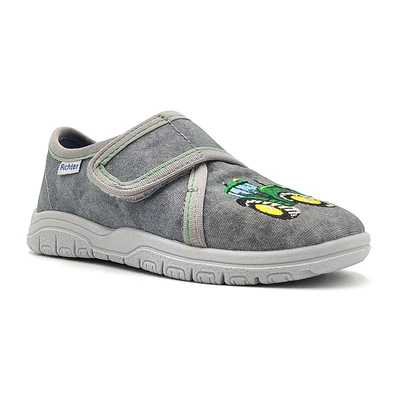 Abbildung von Richter Hausschuh &quot;Mailo&quot;, Klettschuh, Kindergarten Schuh mit Traktor Motiv