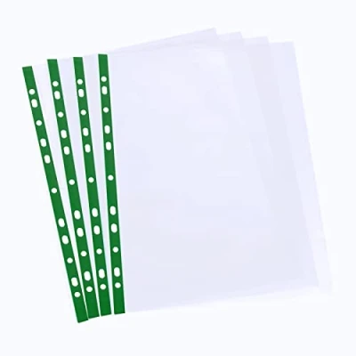 Abbildung von ASelected 100 Stück Prospekthüllen, Klarsichthüllen, Hochwertige, Transparente Kunststoff Ordner, A4 Taschen, Gelochte Taschen