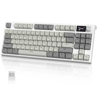 Abbildung von VGN GAMEPOWER x Attack Shark K86 Mechanische Gaming Tastatur Kabellos 75% TKL, 2.4G Wireless/Bluetooth/USB C, RGB Gasket Keyboard QWERTY, Farbdisplay, Drehknopf, Hot Swap Linearer Schalter, Lavendel