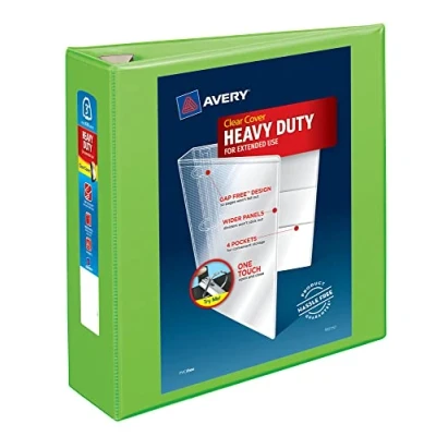 Abbildung von Avery Robuster 3 Ringbuch, 7,6 cm One Touch EZD Ring, fasst 21,6 x 27,9 Papier, 1 Chartreuse Binder (79779)