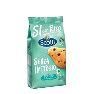 Abbildung von 3x riso Scotti Biscotti con e gocce di cioccolato senza lattosio Schokoladenkekse mit Reis laktosefrei 350g biscuits cookies 100% italienische Kekse