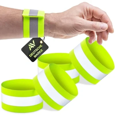 Abbildung von AVANA Reflektorband reflektierendes Armband Reflektor Schnapparmband Fahrrad Joggen, (4 St), Leuchtarmband, Neon Gelb