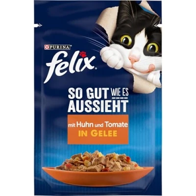 Abbildung von FELIX So gut wie es aussieht Katzenfutter nass in Gelee, mit Huhn &amp; Tomate, 26er Pack (26 x 85g)