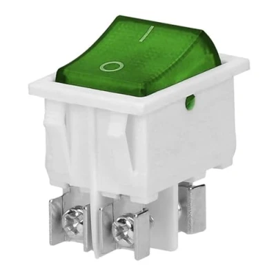 Abbildung von Miratic Unterbeleuchtet Kippschalter 230v, Schalter 230V Versorgungsspannung: , 50Hz Strom: 20 A (grün, weißes Gehäuse)