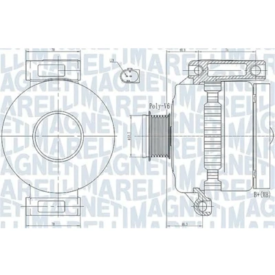 Abbildung von MAGNETI MARELLI 063731923010 Lichtmaschine 14V 150A FORD: MONDEO 4 Turnier, Galaxy Mk2 MPV, S Max Mk1