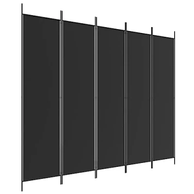 Abbildung von vidaXL Paravent 5 TLG. Raumtrenner Raumteiler Trennwand Umkleide Sichtschutz Spanische Wand Wohnzimmer Schlafzimmer Schwarz 250x200cm Stoff