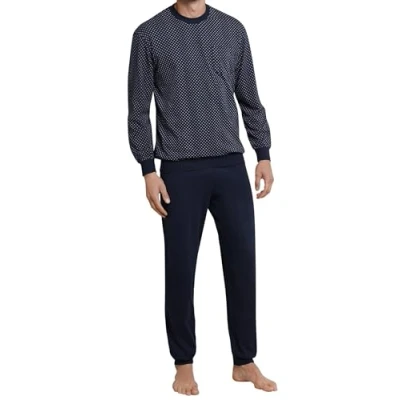 Abbildung von Schiesser Herren Schlafanzug Lang Mit Bündchen Nightwear Pyjamaset, Dunkelblau_159620, 106 EU