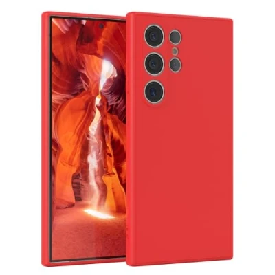 Abbildung von EAZY Case Silikonhülle für Samsung Galaxy S24 Ultra Hülle Silikon Rot weich stoßfeste Handyhülle Schutzhülle mit Kameraschutz Dünn Premium Schutz Cover TPU Phone Bumper in