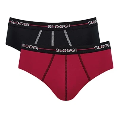 Abbildung von Sloggi 2ER Packstart C2P BOX Slip, Herren, Größe: Small, Schwarz rot