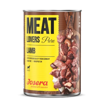 Abbildung von Josera Meat Lovers Pure Lamb Nassfutter für Hunde getreidefrei hoher Fleischanteil leckeres Lamm, saftige Brühe und Mineralstoffe Alleinfuttermittel 6 x 400 g