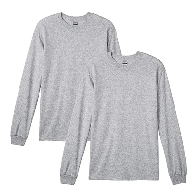 Abbildung von Gildan Herren DryBlend Langarm T Shirt Style G8400, 2er Pack Hemd, Grau Sport Grey, L