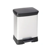 Abbildung von DECOBIN DUO Abfalleimer 30L (10L+18L) mit Fußpedal silber metallic