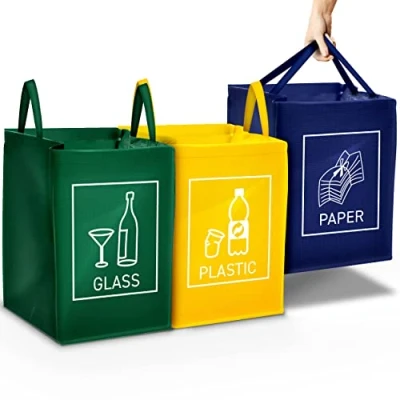 Abbildung von TRESKO Mülltrennsystem Mülltrenner Abfalltrennsystem, 3 in 1 Mülleimer für Glas, Plastik, Papier