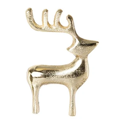 Abbildung von creativ home Aluminium Hirsch Kerzen Pin. 7cm. Set mit 4 Kerzenstecker, Hirsche. Kerzenverzierung. Farbe: Gold 6220510 39
